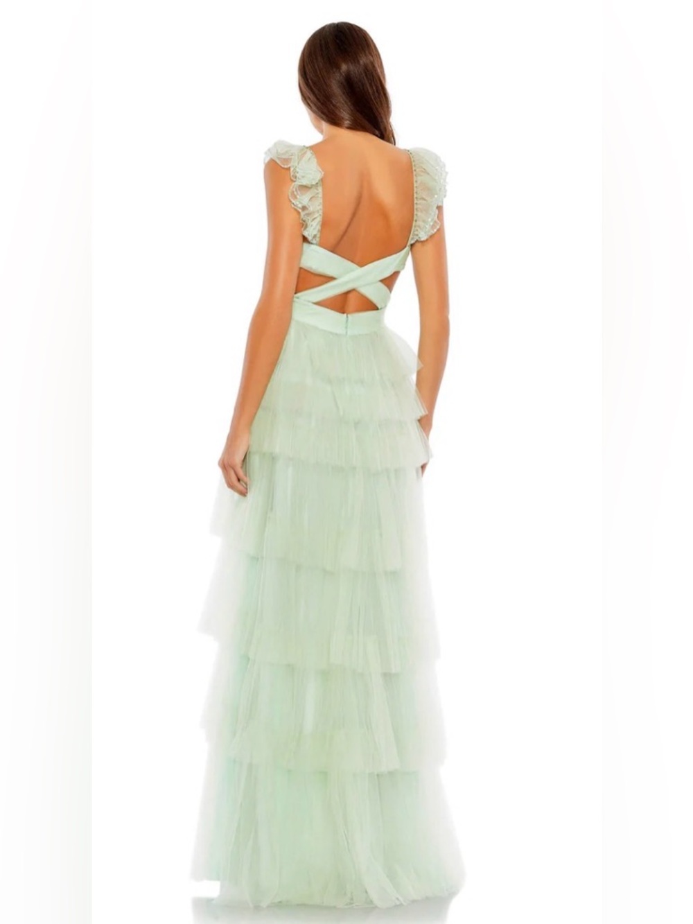 Tiered Tulle Gown in Pale Mint - Picture 2 of 3
